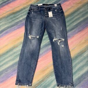 Judy Blue Boyfriend Fit high rise Jeans Blue Distressed Button Fly women’s 11/30